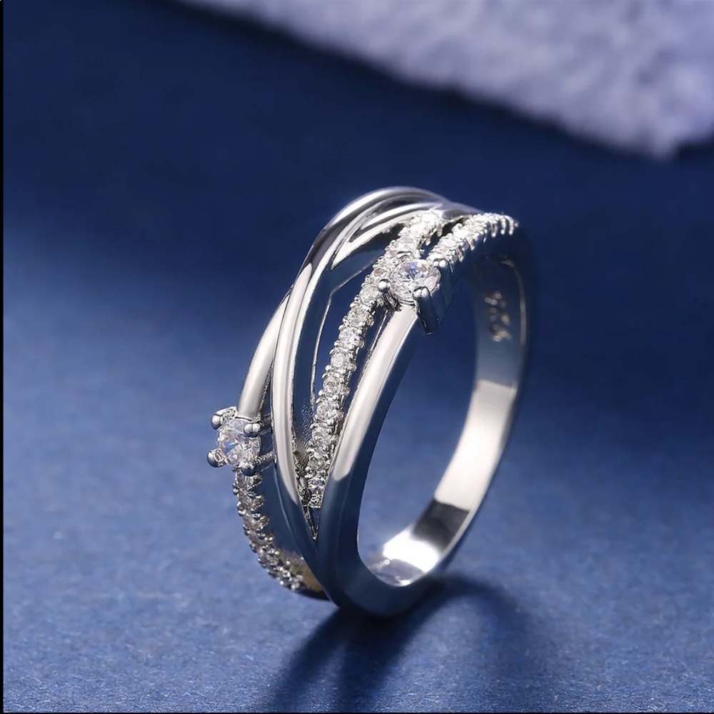 New 925 Silver Stackable Diamond Bridal Ring - Picture 2 of 9
